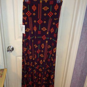LuLaRoe Maxi skirt size xsmall new with tags fall colors burgandy, orange, gold